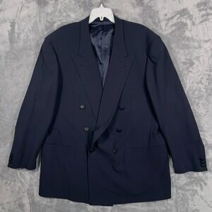 Versace Classic V2 Suit Jacket Mens 50R US 60 IT Blue Double Breasted Blazer